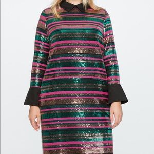 Eloquii Striped Sequin Dress with Collar